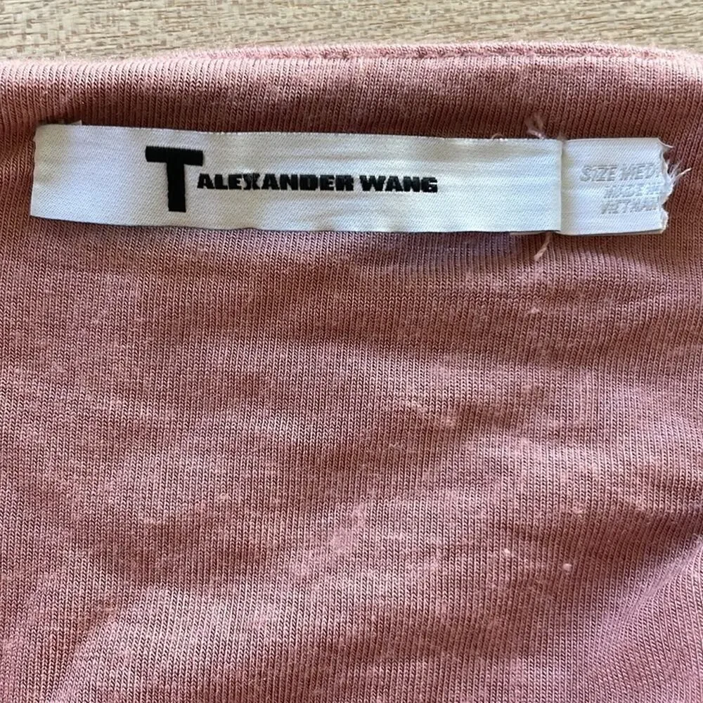 T by Alexander Wang Pink Long Sleeve Cut out Off the Shoulder Dress size Medium - Picture 6 of 7
